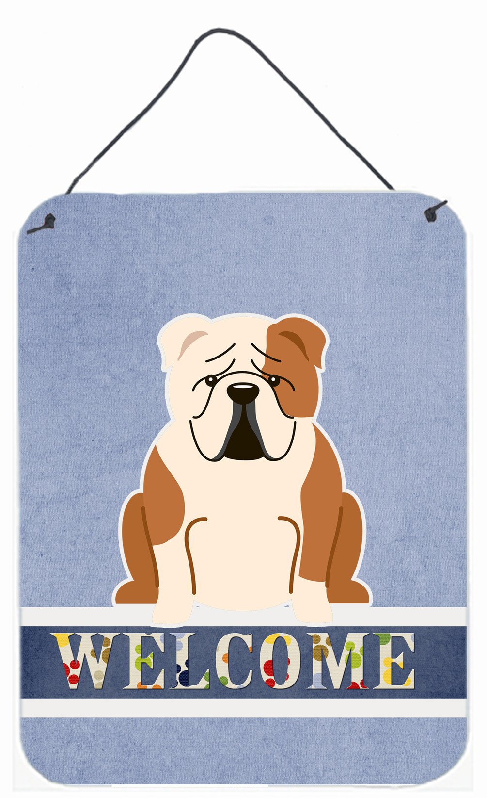 English Bulldog Fawn White Welcome Wall or Door Hanging Prints BB5706DS1216 by Caroline's Treasures