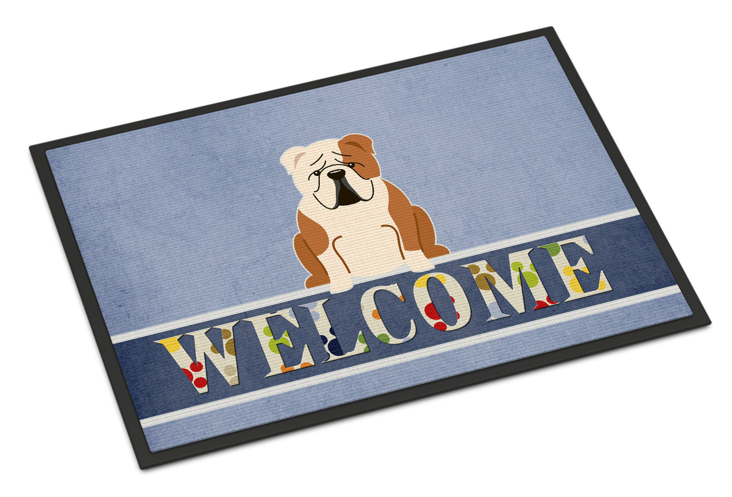 English Bulldog Fawn White Welcome Indoor or Outdoor Mat 18x27 BB5706MAT - the-store.com