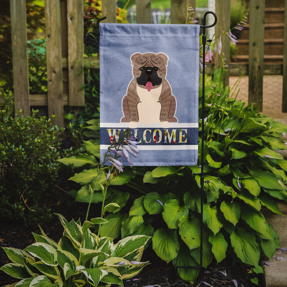 English Bulldog Grey Brindle  Welcome Flag Garden Size BB5707GF