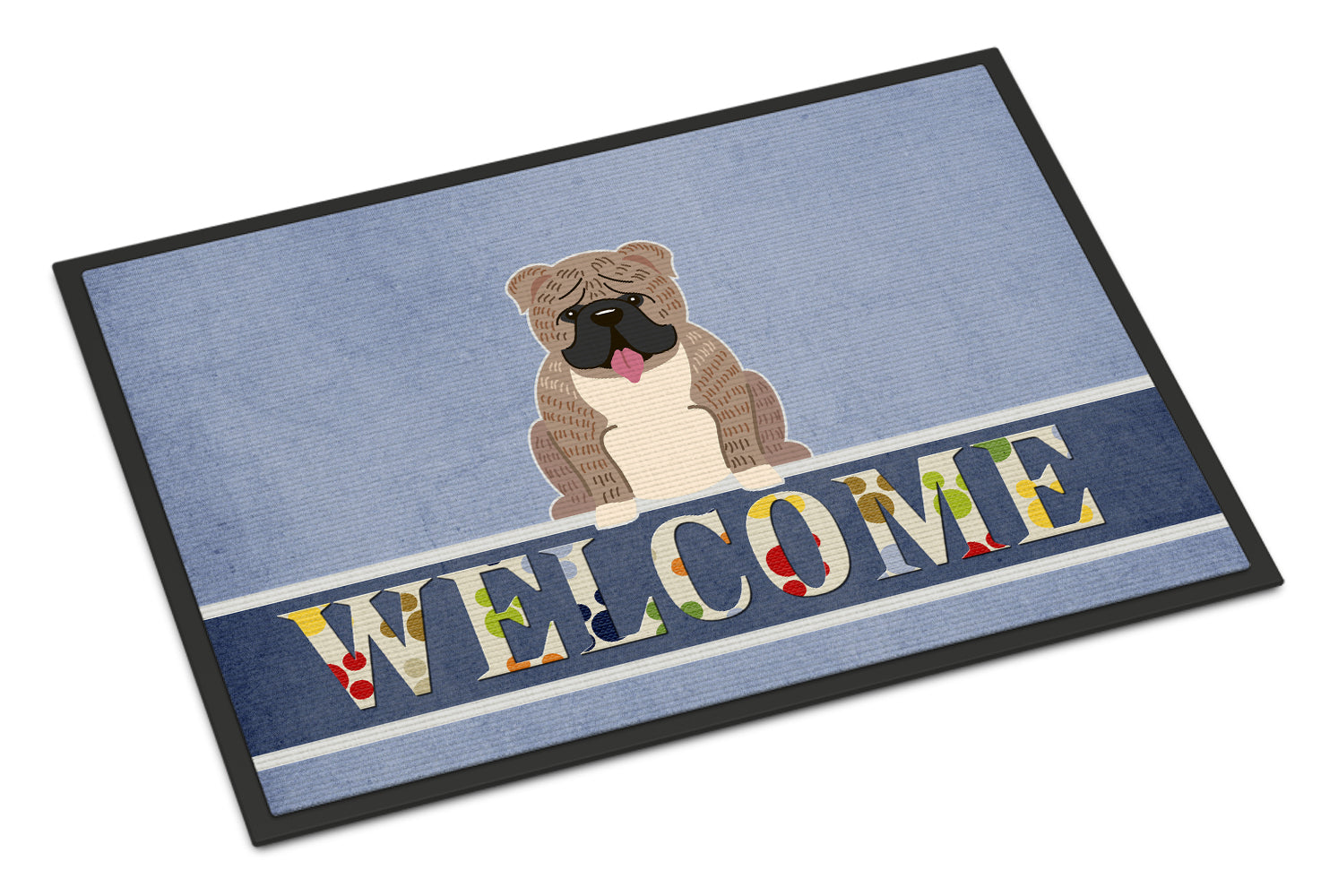 English Bulldog Grey Brindle  Welcome Indoor or Outdoor Mat 18x27 BB5707MAT - the-store.com