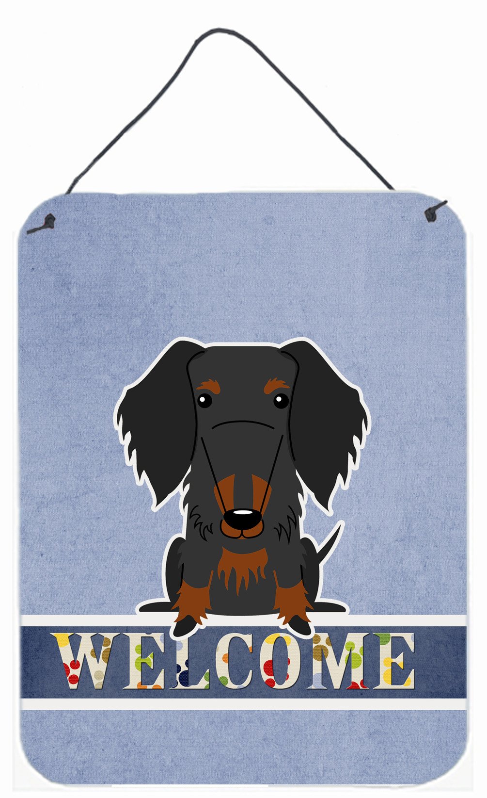 Wire Haired Dachshund Black Tan Welcome Wall or Door Hanging Prints BB5708DS1216 by Caroline's Treasures