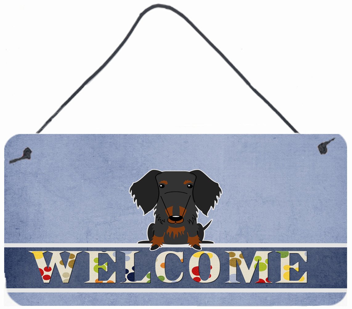 Wire Haired Dachshund Black Tan Welcome Wall or Door Hanging Prints BB5708DS812 by Caroline's Treasures