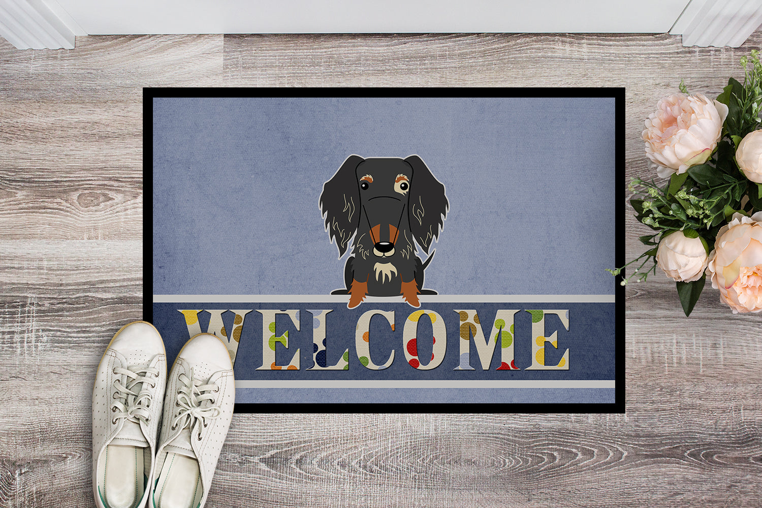 Wire Haired Dachshund Dapple Welcome Indoor or Outdoor Mat 18x27 BB5709MAT - the-store.com