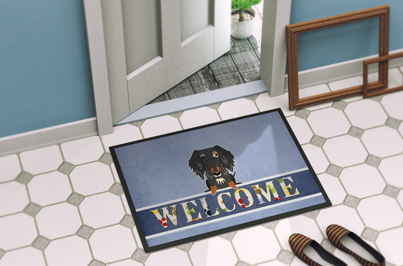 Wire Haired Dachshund Dapple Welcome Indoor or Outdoor Mat 18x27 BB5709MAT - the-store.com