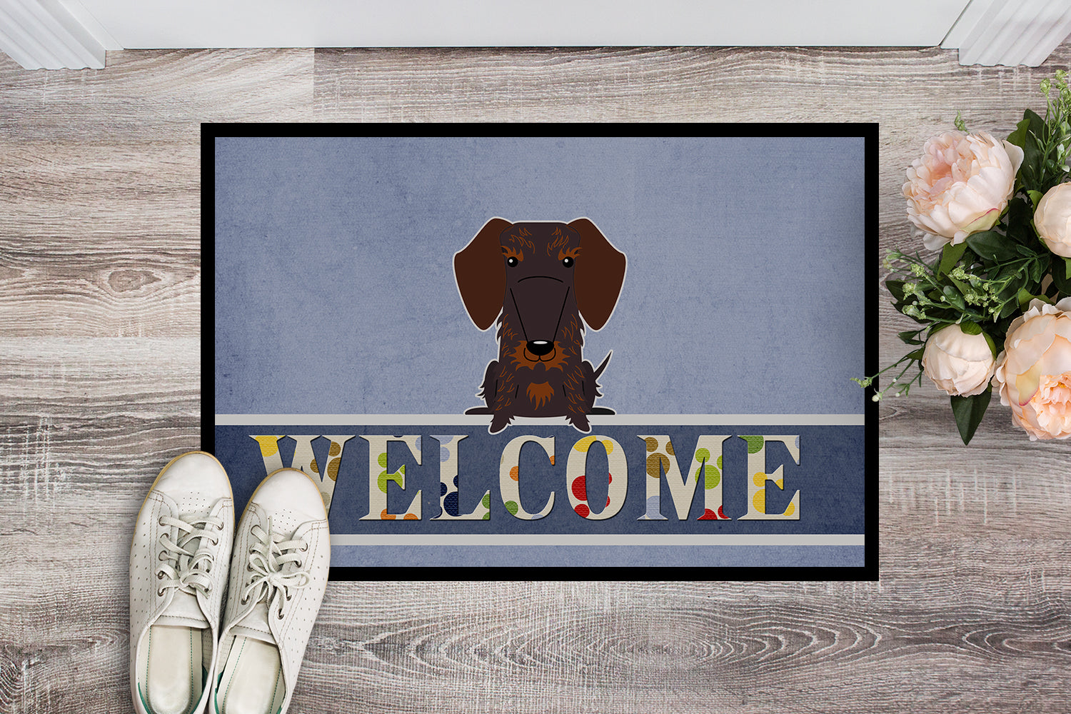 Wire Haired Dachshund Chocolate Welcome Indoor or Outdoor Mat 18x27 BB5710MAT - the-store.com