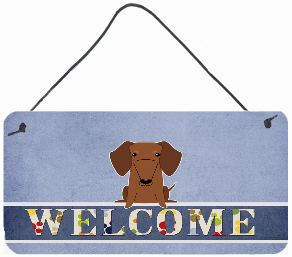 Dachshund Red Brown Welcome Wall or Door Hanging Prints BB5711DS812 by Caroline's Treasures