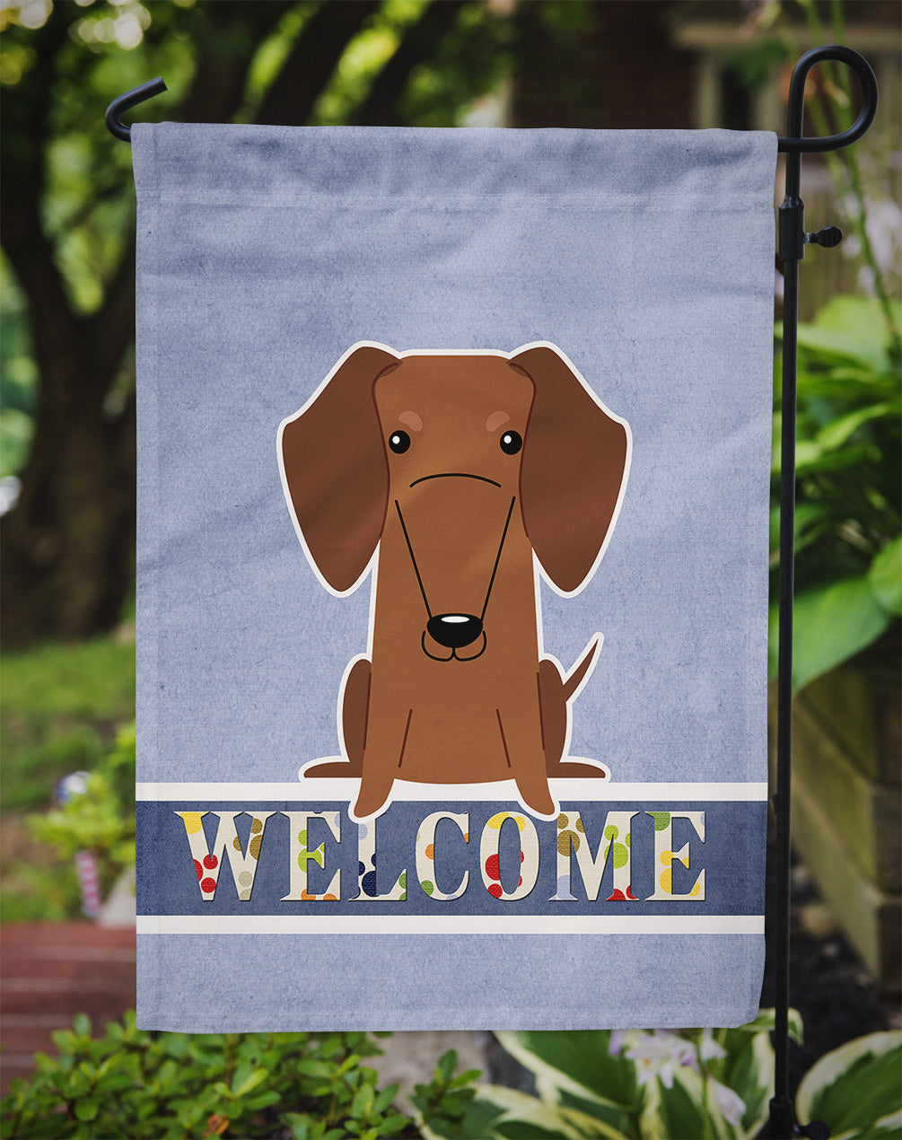 Dachshund Red Brown Welcome Flag Garden Size BB5711GF  the-store.com.