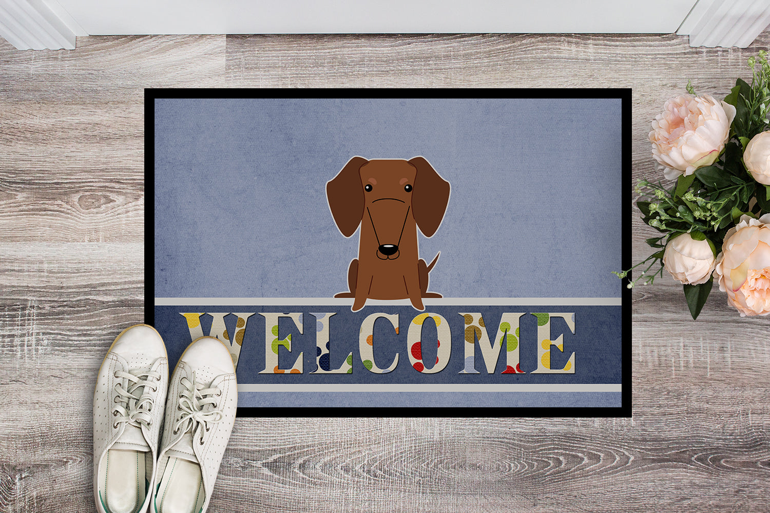 Dachshund Red Brown Welcome Indoor or Outdoor Mat 18x27 BB5711MAT - the-store.com