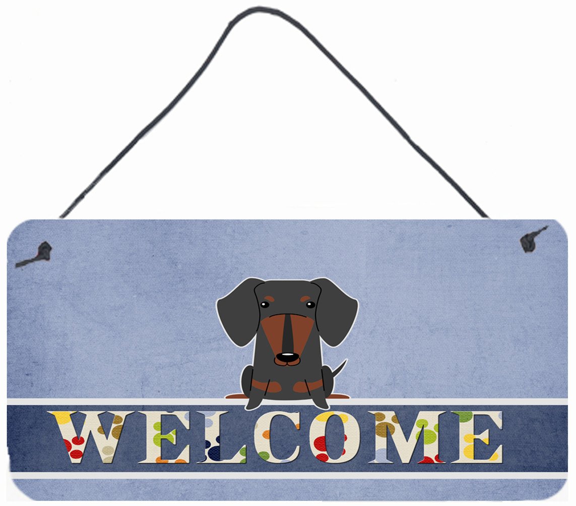 Dachshund Black Tan Welcome Wall or Door Hanging Prints BB5713DS812 by Caroline's Treasures