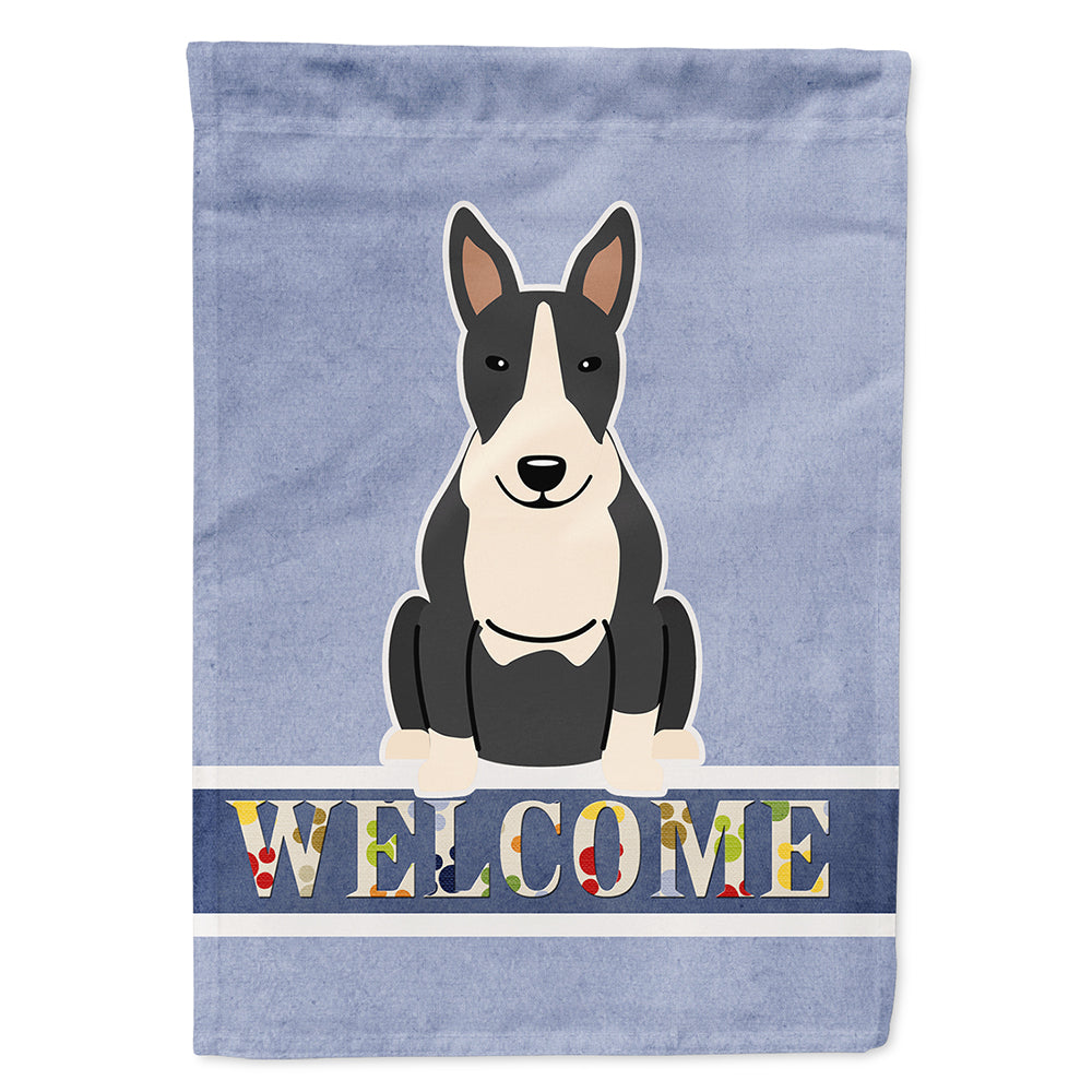 Bull Terrier Black White Welcome Flag Canvas House Size BB5714CHF