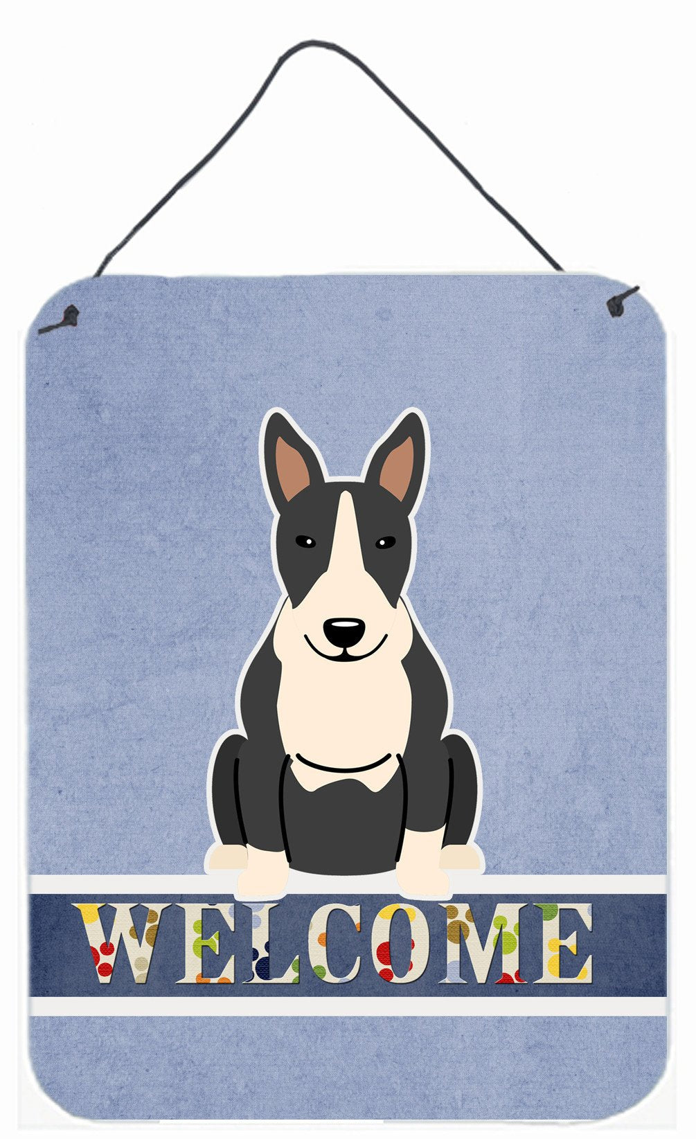 Bull Terrier Black White Welcome Wall or Door Hanging Prints BB5714DS1216 by Caroline's Treasures