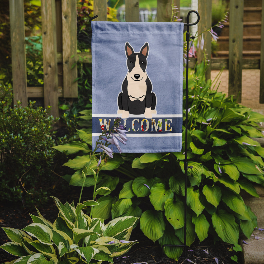 Bull Terrier Black White Welcome Flag Garden Size BB5714GF