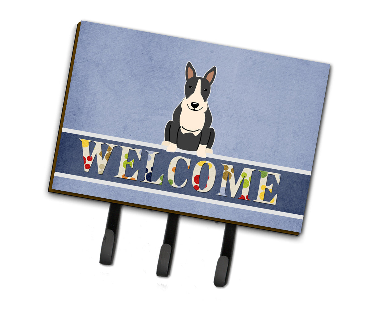 Bull Terrier Black White Welcome Leash or Key Holder BB5714TH68
