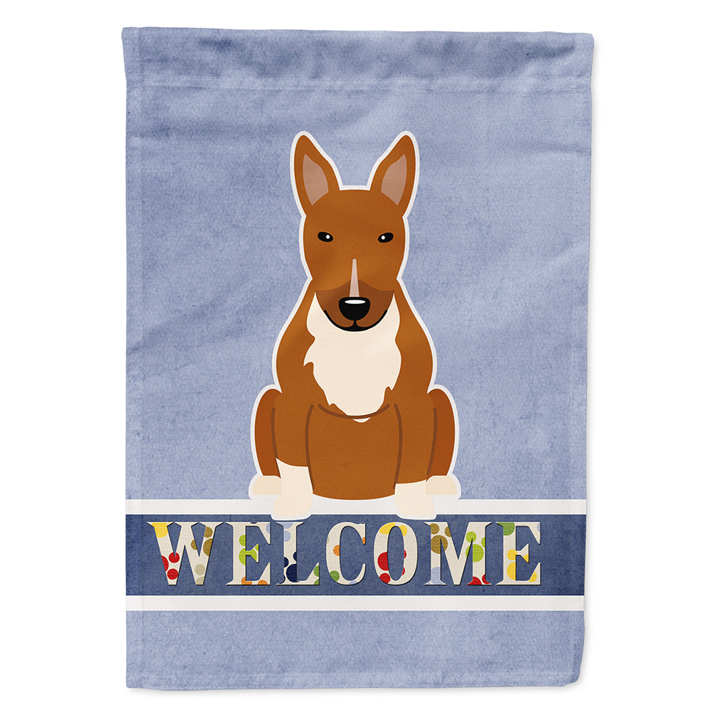 Bull Terrier Red Welcome Flag Canvas House Size BB5715CHF
