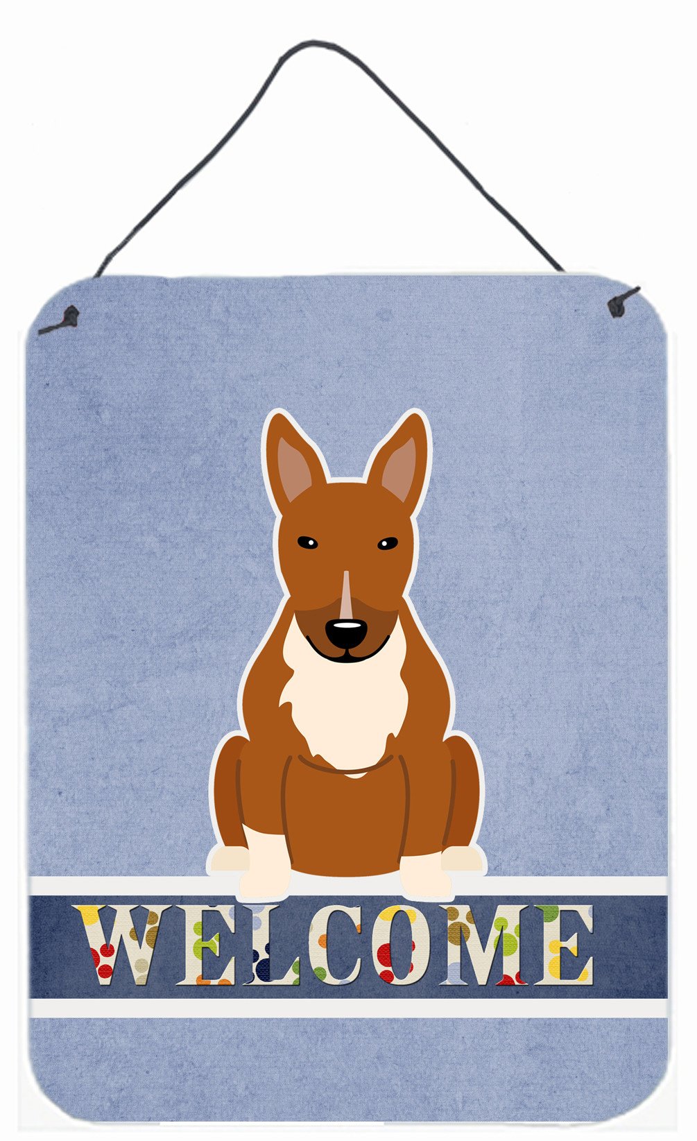 Bull Terrier Red Welcome Wall or Door Hanging Prints BB5715DS1216 by Caroline's Treasures