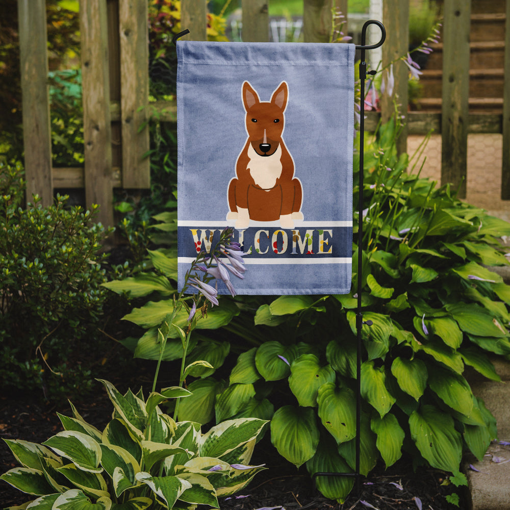Bull Terrier Red Welcome Flag Garden Size BB5715GF