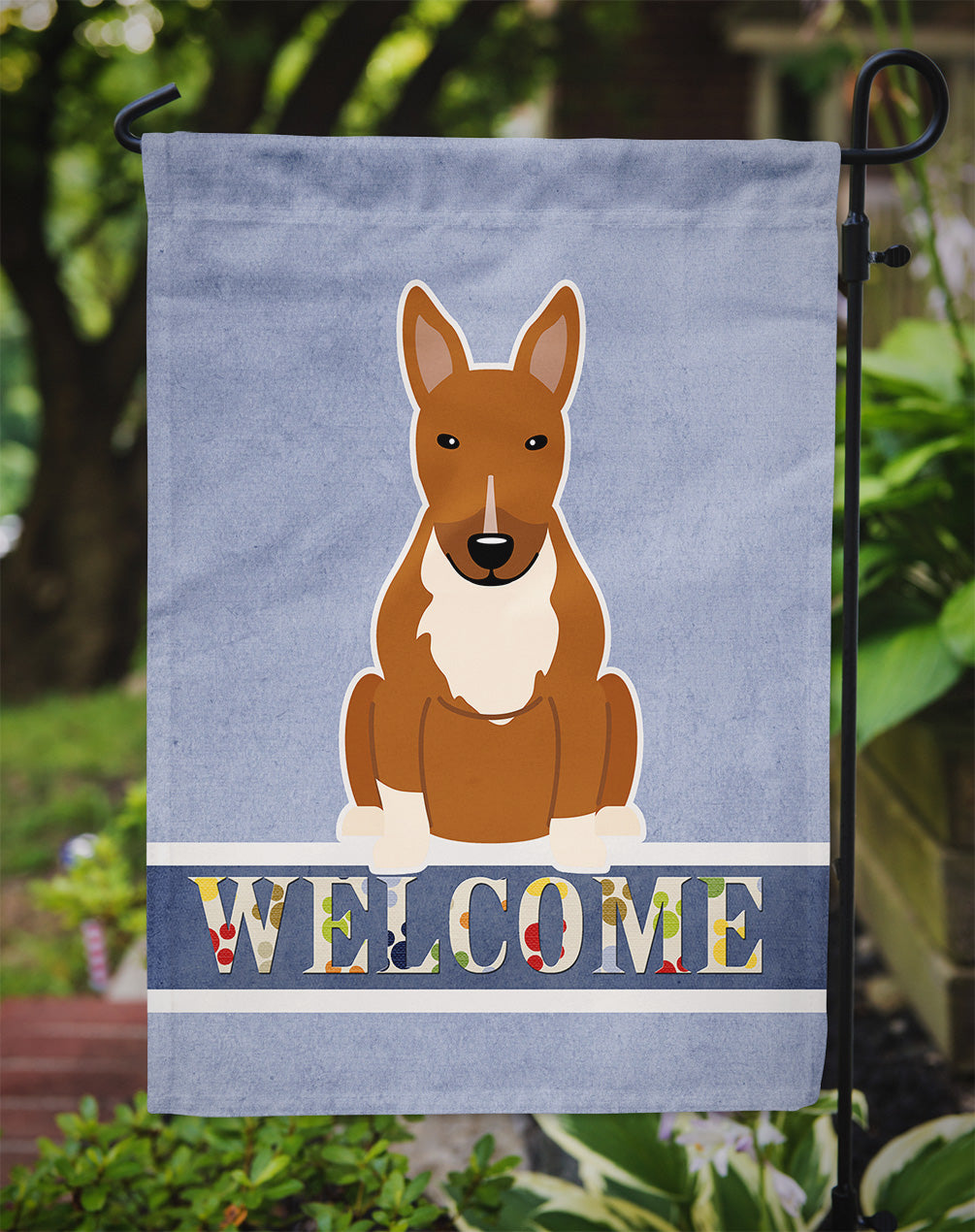 Bull Terrier Red Welcome Flag Garden Size BB5715GF  the-store.com.