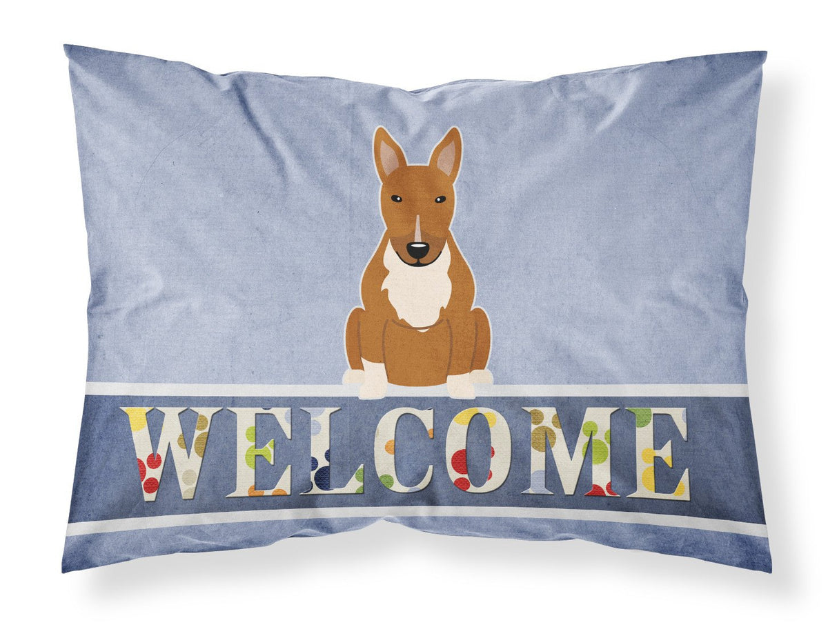 Bull Terrier Red Welcome Fabric Standard Pillowcase BB5715PILLOWCASE by Caroline&#39;s Treasures