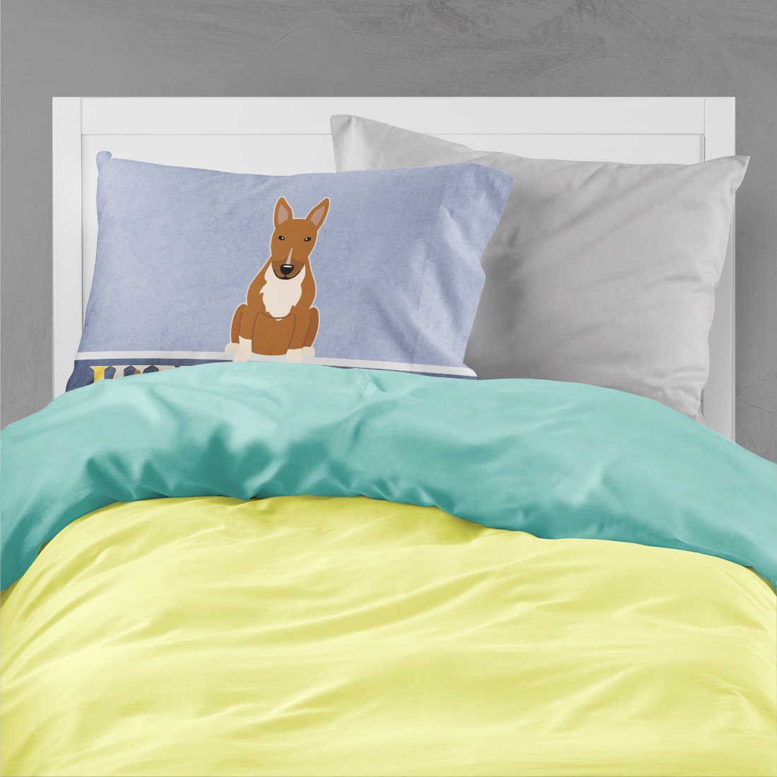 Bull Terrier Red Welcome Fabric Standard Pillowcase BB5715PILLOWCASE by Caroline's Treasures