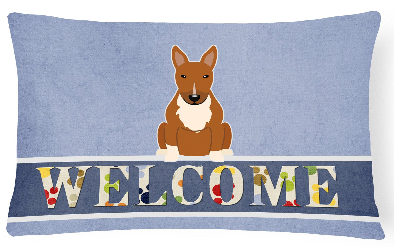 Bull Terrier Red Welcome Canvas Fabric Decorative Pillow BB5715PW1216 by Caroline's Treasures