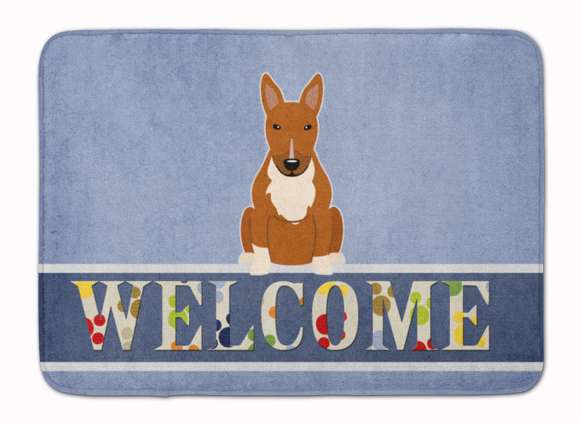Bull Terrier Red Welcome Machine Washable Memory Foam Mat BB5715RUG - the-store.com