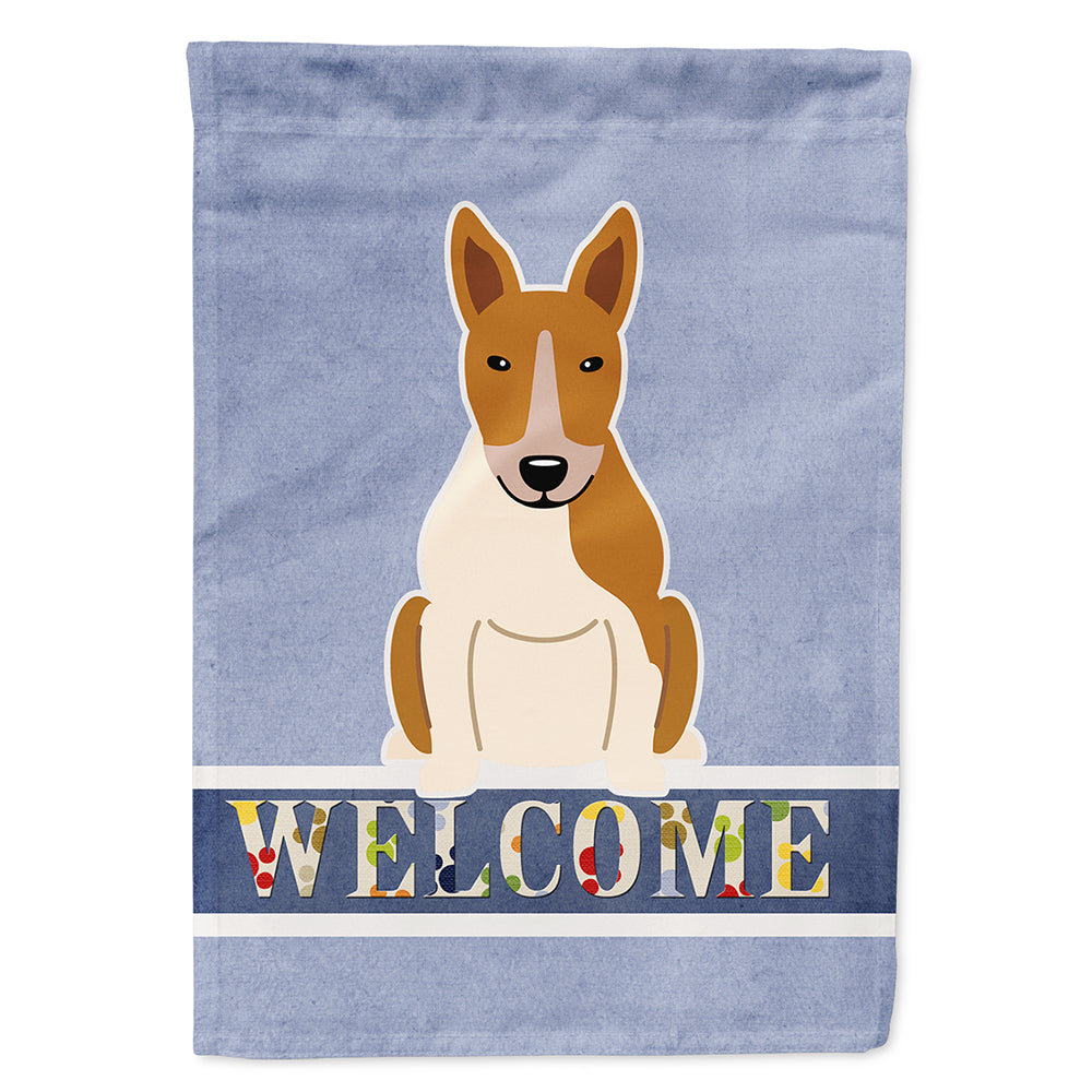 Bull Terrier Red White Welcome Flag Canvas House Size BB5716CHF  the-store.com.
