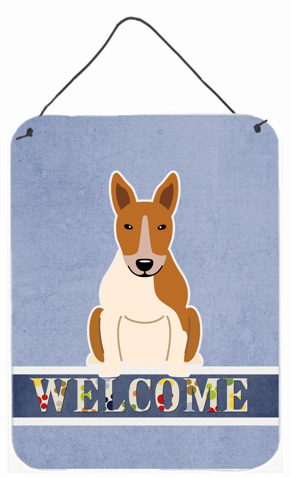 Bull Terrier Red White Welcome Wall or Door Hanging Prints BB5716DS1216 by Caroline's Treasures