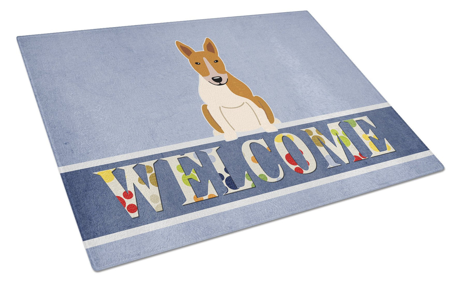Bull Terrier Red White Welcome Glass Cutting Board Large BB5716LCB by Caroline's Treasures