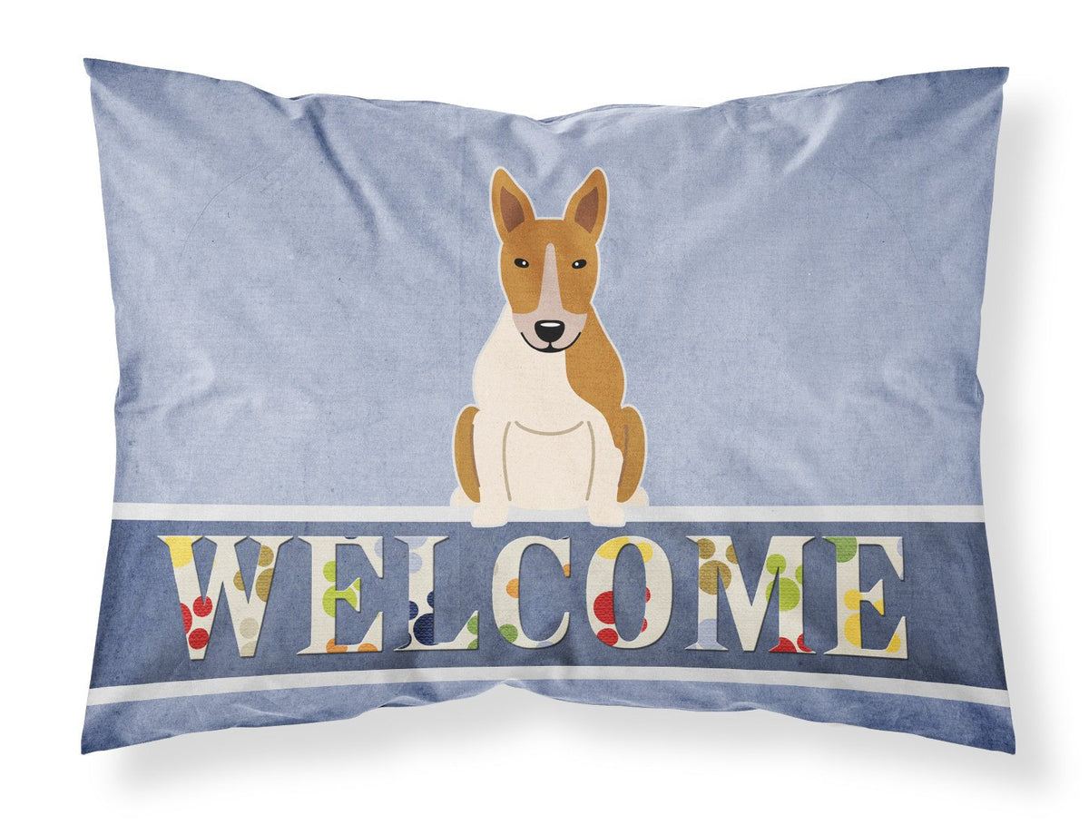 Bull Terrier Red White Welcome Fabric Standard Pillowcase BB5716PILLOWCASE by Caroline&#39;s Treasures