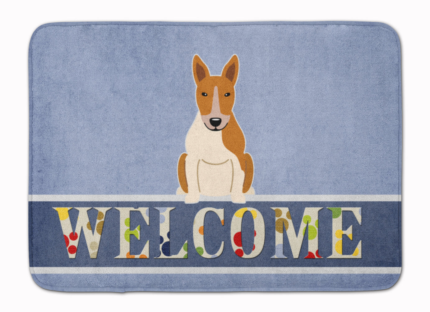 Bull Terrier Red White Welcome Machine Washable Memory Foam Mat BB5716RUG - the-store.com