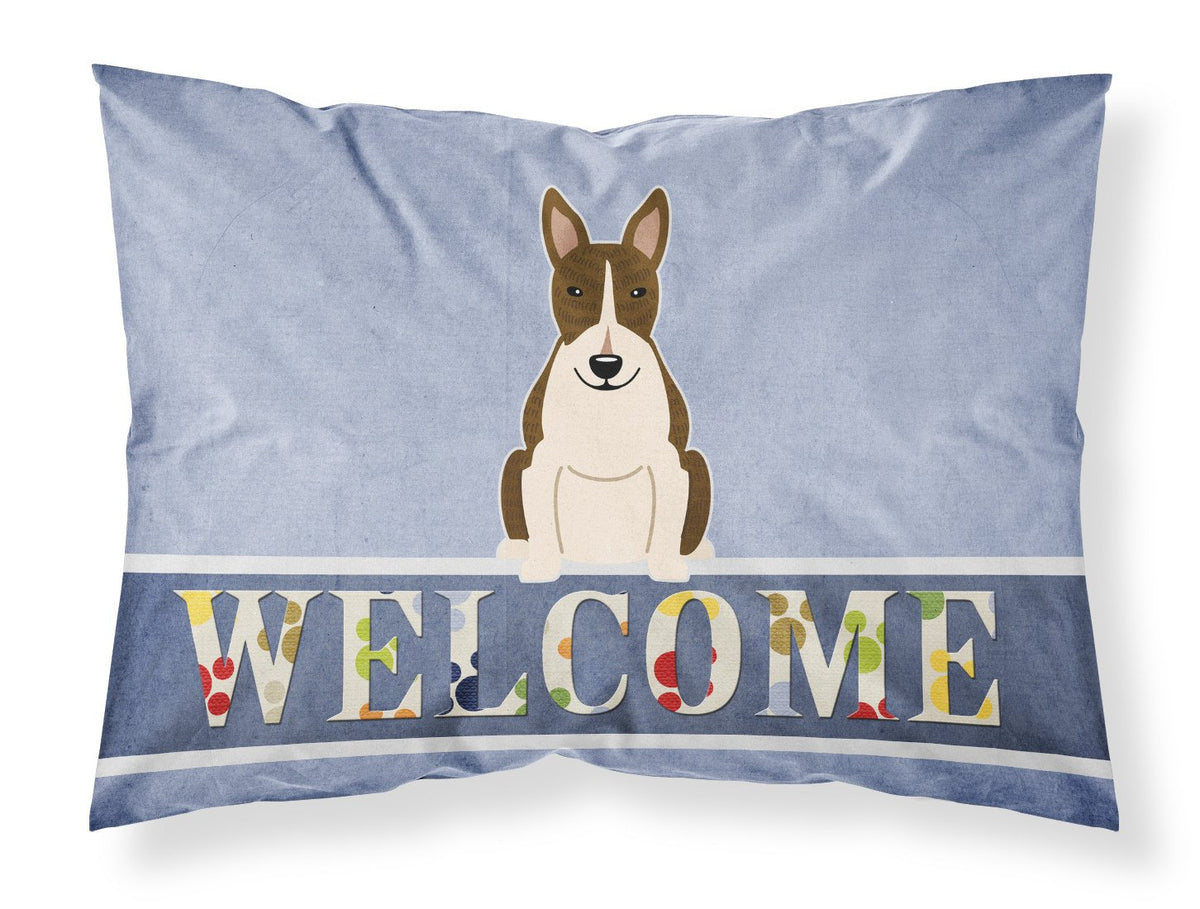 Bull Terrier Dark Brindle Welcome Fabric Standard Pillowcase BB5717PILLOWCASE by Caroline&#39;s Treasures