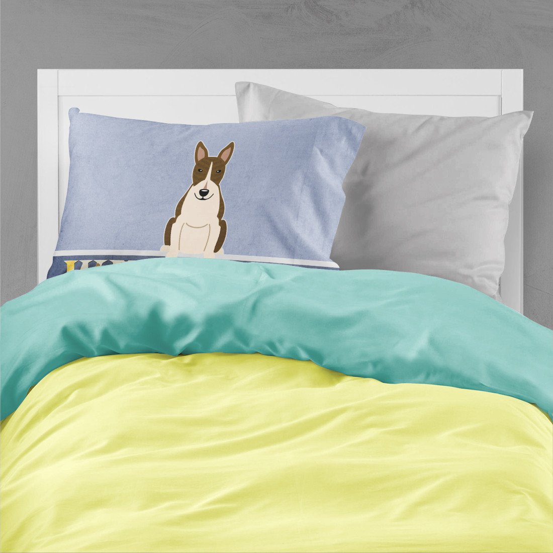 Bull Terrier Dark Brindle Welcome Fabric Standard Pillowcase BB5717PILLOWCASE by Caroline's Treasures