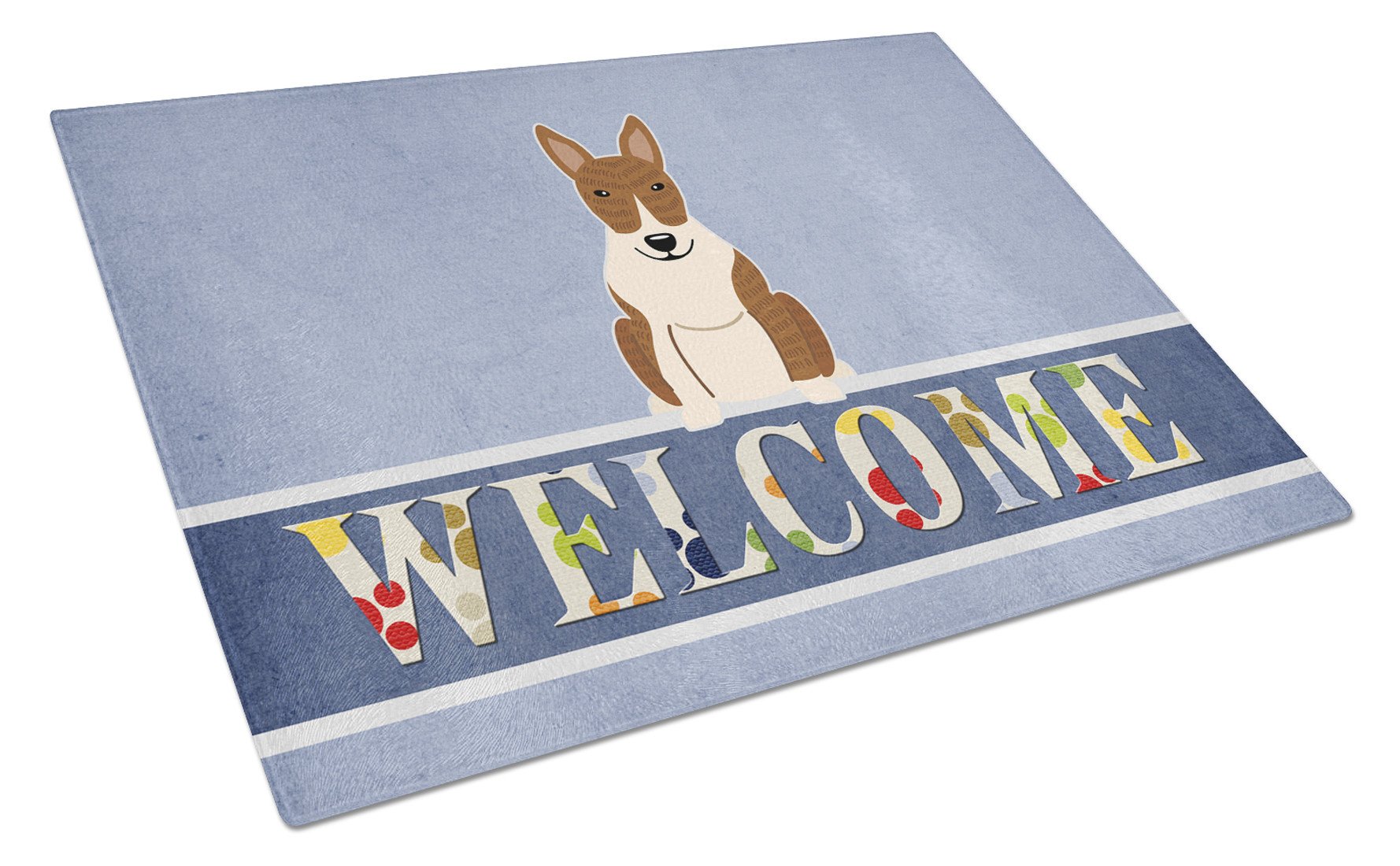 Bull Terrier Brindle Welcome Glass Cutting Board Large BB5718LCB by Caroline's Treasures