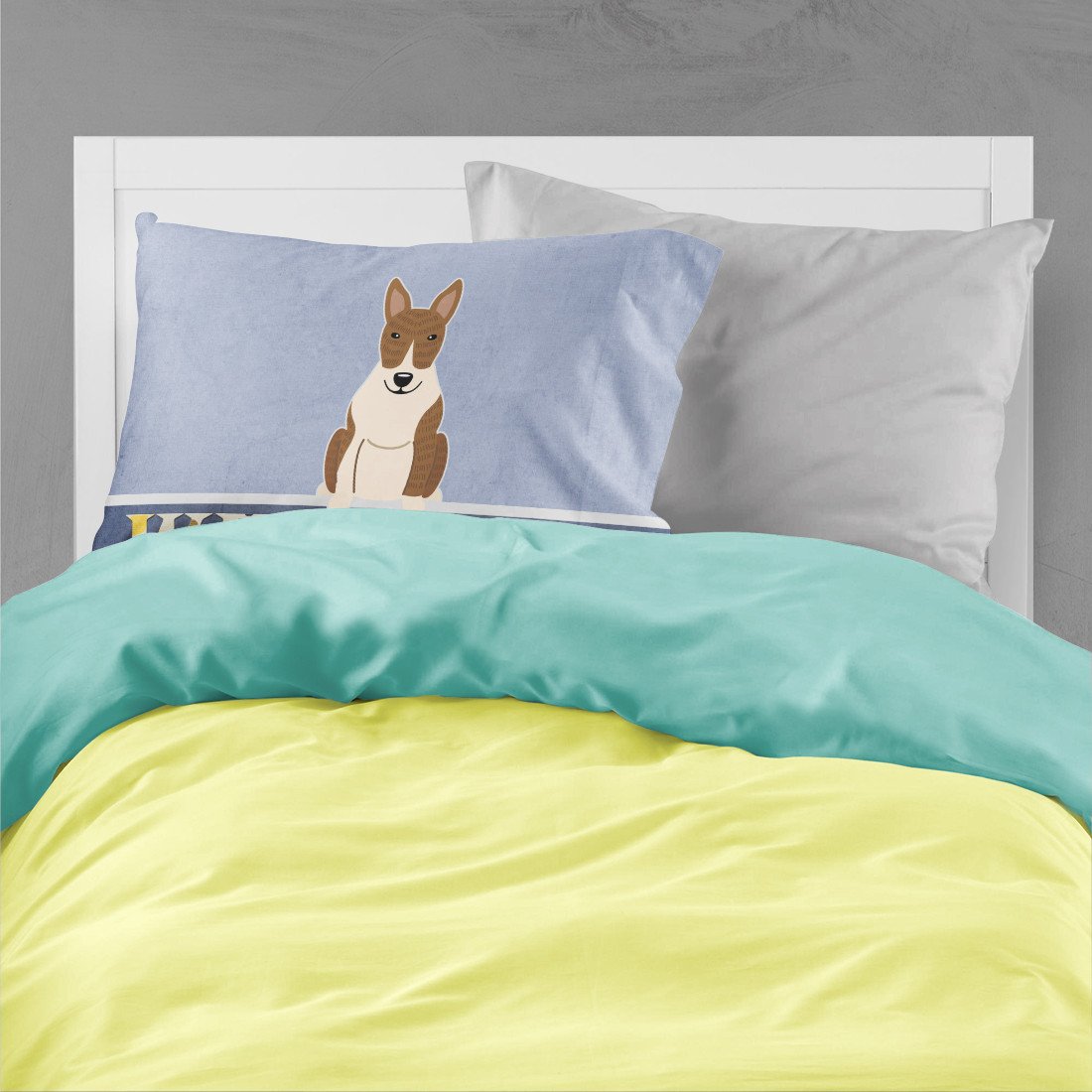 Bull Terrier Brindle Welcome Fabric Standard Pillowcase BB5718PILLOWCASE by Caroline's Treasures