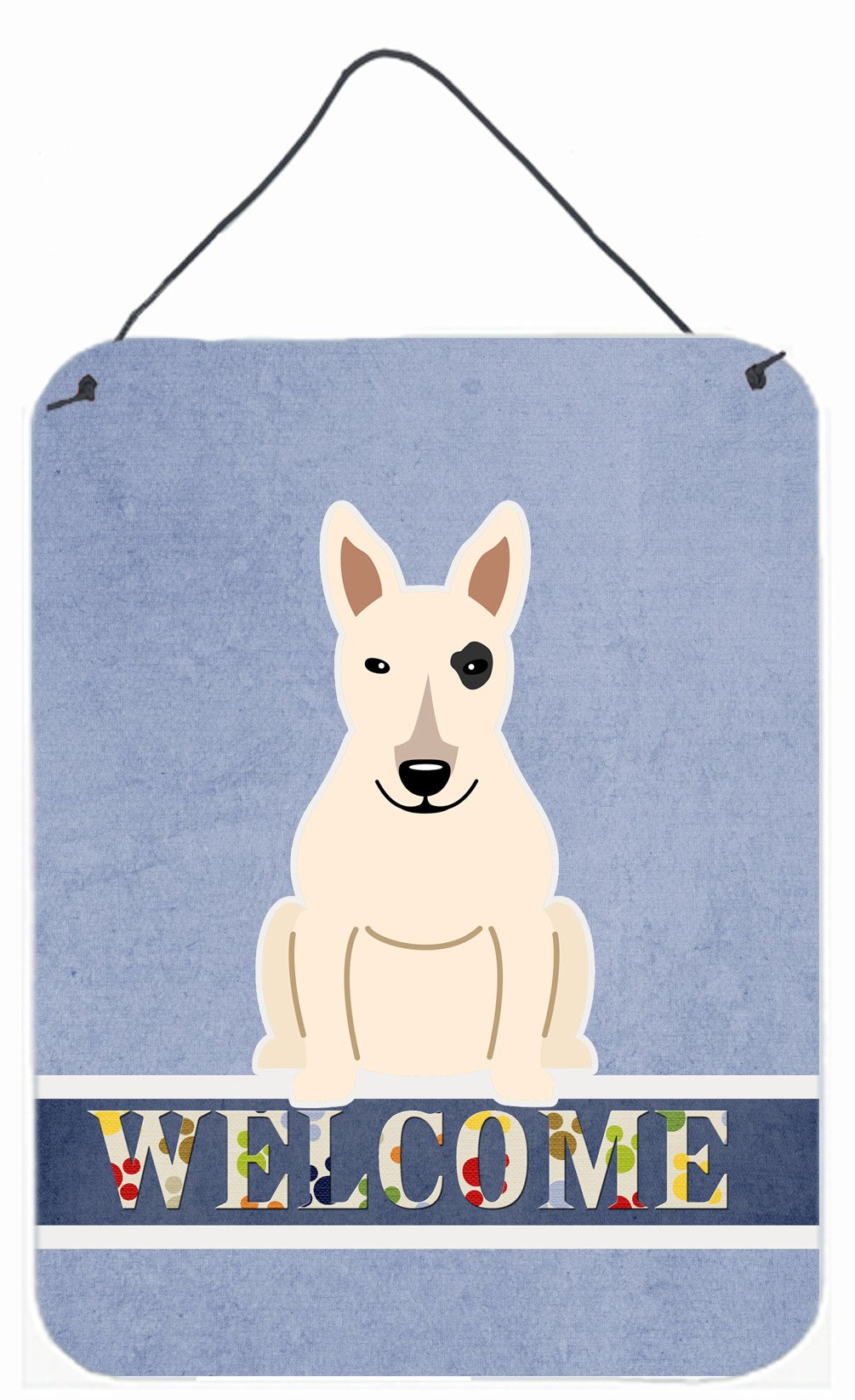 Bull Terrier White Welcome Wall or Door Hanging Prints BB5719DS1216 by Caroline&#39;s Treasures