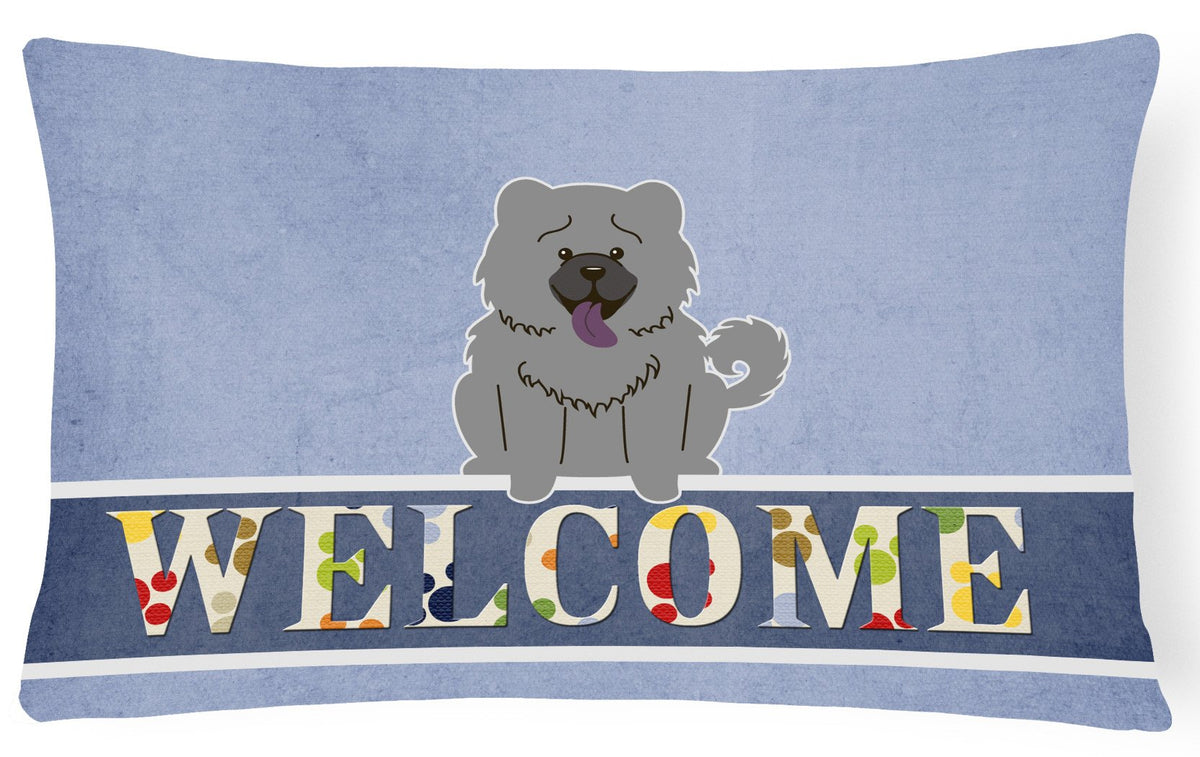 Chow Chow Blue Welcome Canvas Fabric Decorative Pillow BB5720PW1216 by Caroline&#39;s Treasures