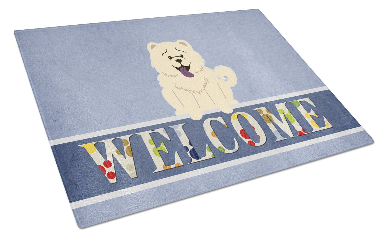 Chow Chow White Welcome Glass Cutting Board Large BB5721LCB by Caroline's Treasures