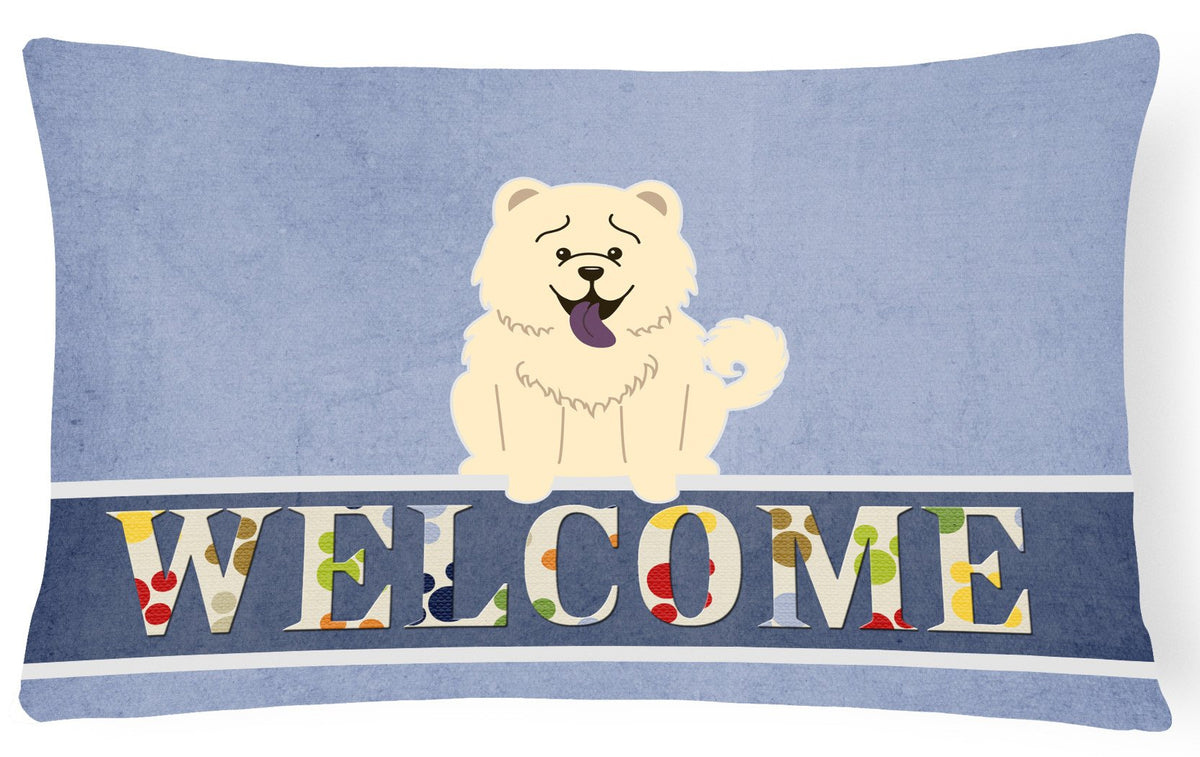 Chow Chow White Welcome Canvas Fabric Decorative Pillow BB5721PW1216 by Caroline&#39;s Treasures
