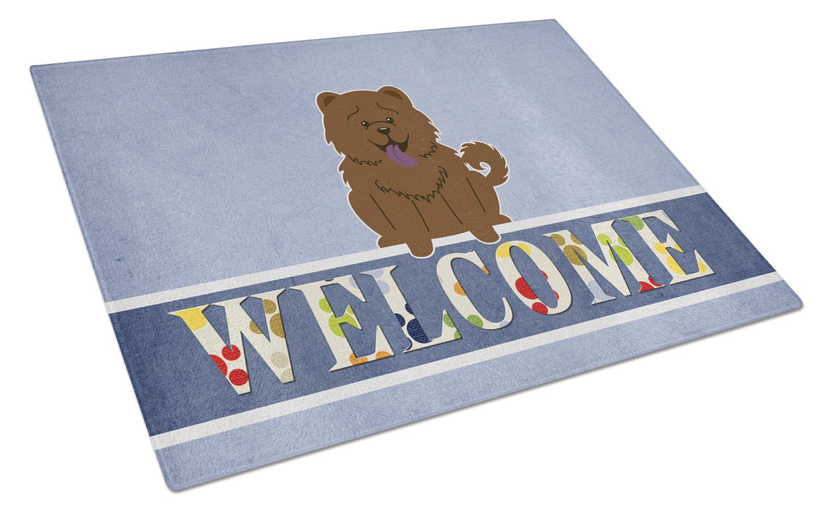 Chow Chow Chocolate Welcome Glass Cutting Board Large BB5722LCB by Caroline&#39;s Treasures
