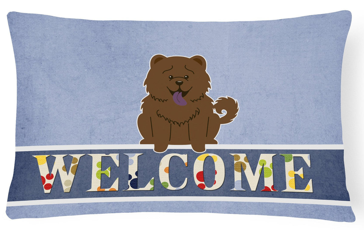 Chow Chow Chocolate Welcome Canvas Fabric Decorative Pillow BB5722PW1216 by Caroline&#39;s Treasures