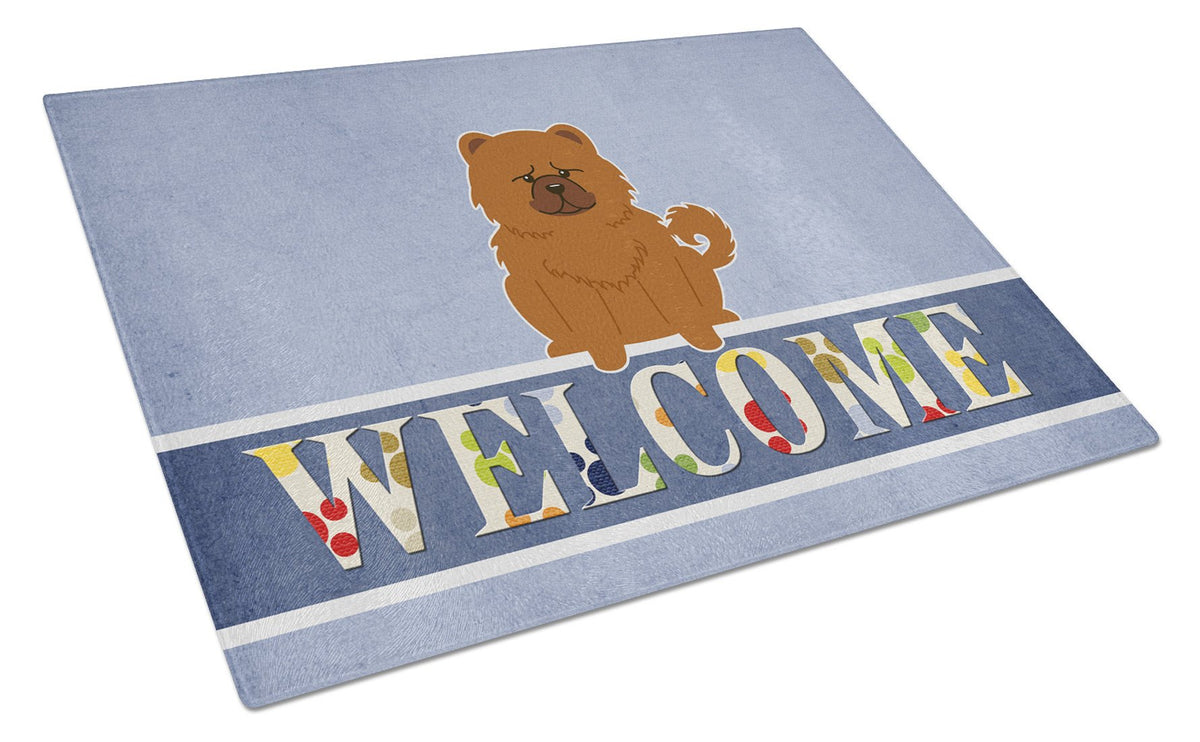 Chow Chow Red Welcome Glass Cutting Board Large BB5723LCB by Caroline&#39;s Treasures