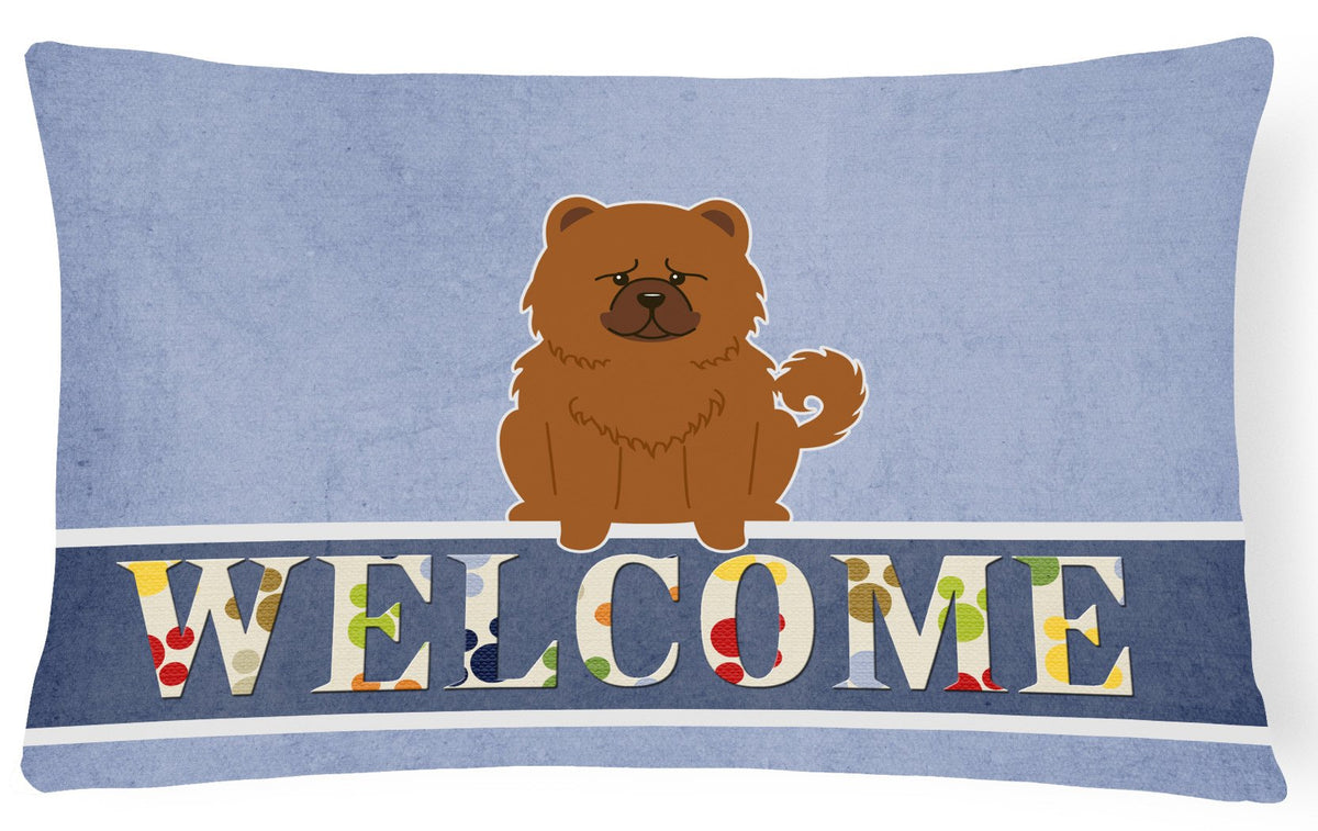 Chow Chow Red Welcome Canvas Fabric Decorative Pillow BB5723PW1216 by Caroline&#39;s Treasures