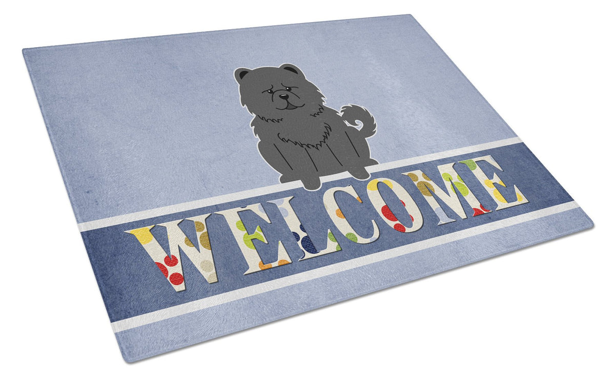 Chow Chow Black Welcome Glass Cutting Board Large BB5724LCB by Caroline&#39;s Treasures