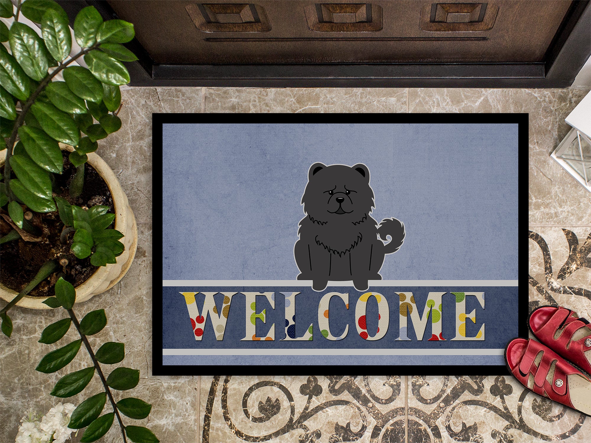 Chow Chow Black Welcome Indoor or Outdoor Mat 18x27 BB5724MAT - the-store.com
