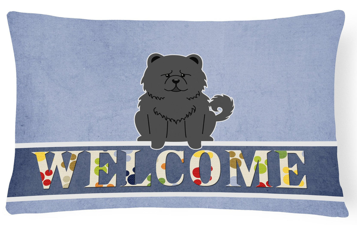Chow Chow Black Welcome Canvas Fabric Decorative Pillow BB5724PW1216 by Caroline&#39;s Treasures