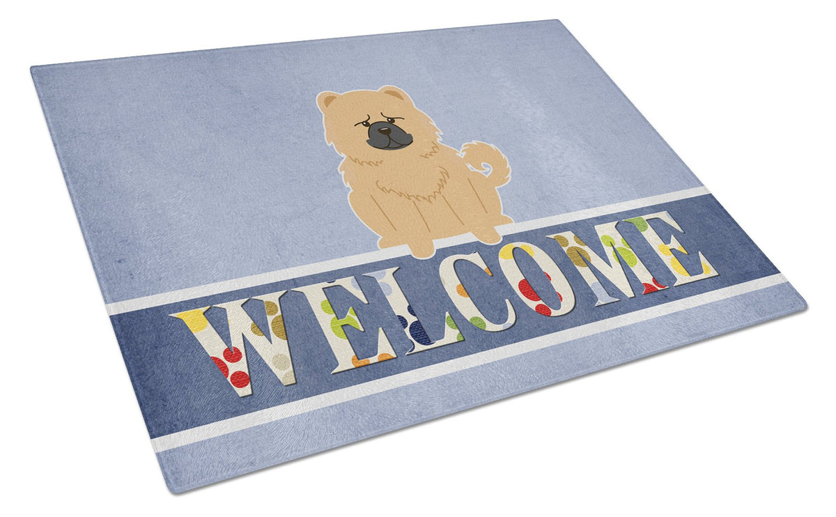 Chow Chow Cream Welcome Glass Cutting Board Large BB5725LCB by Caroline&#39;s Treasures