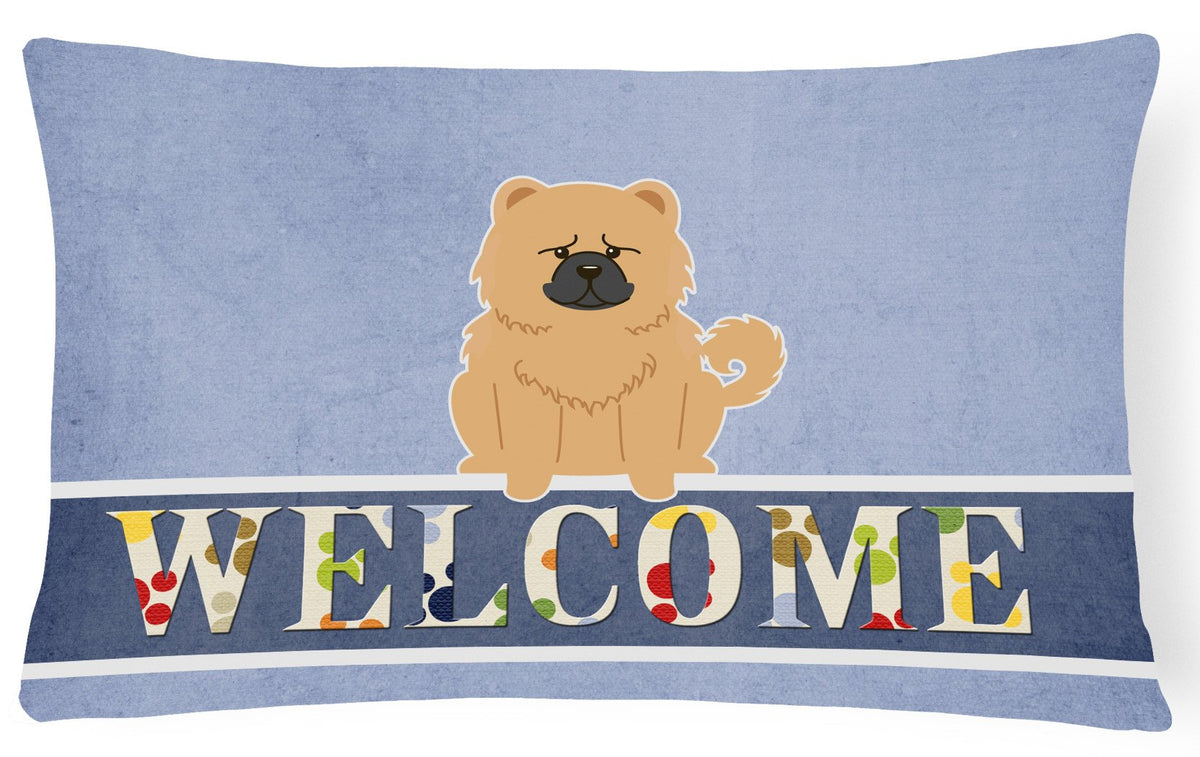Chow Chow Cream Welcome Canvas Fabric Decorative Pillow BB5725PW1216 by Caroline&#39;s Treasures