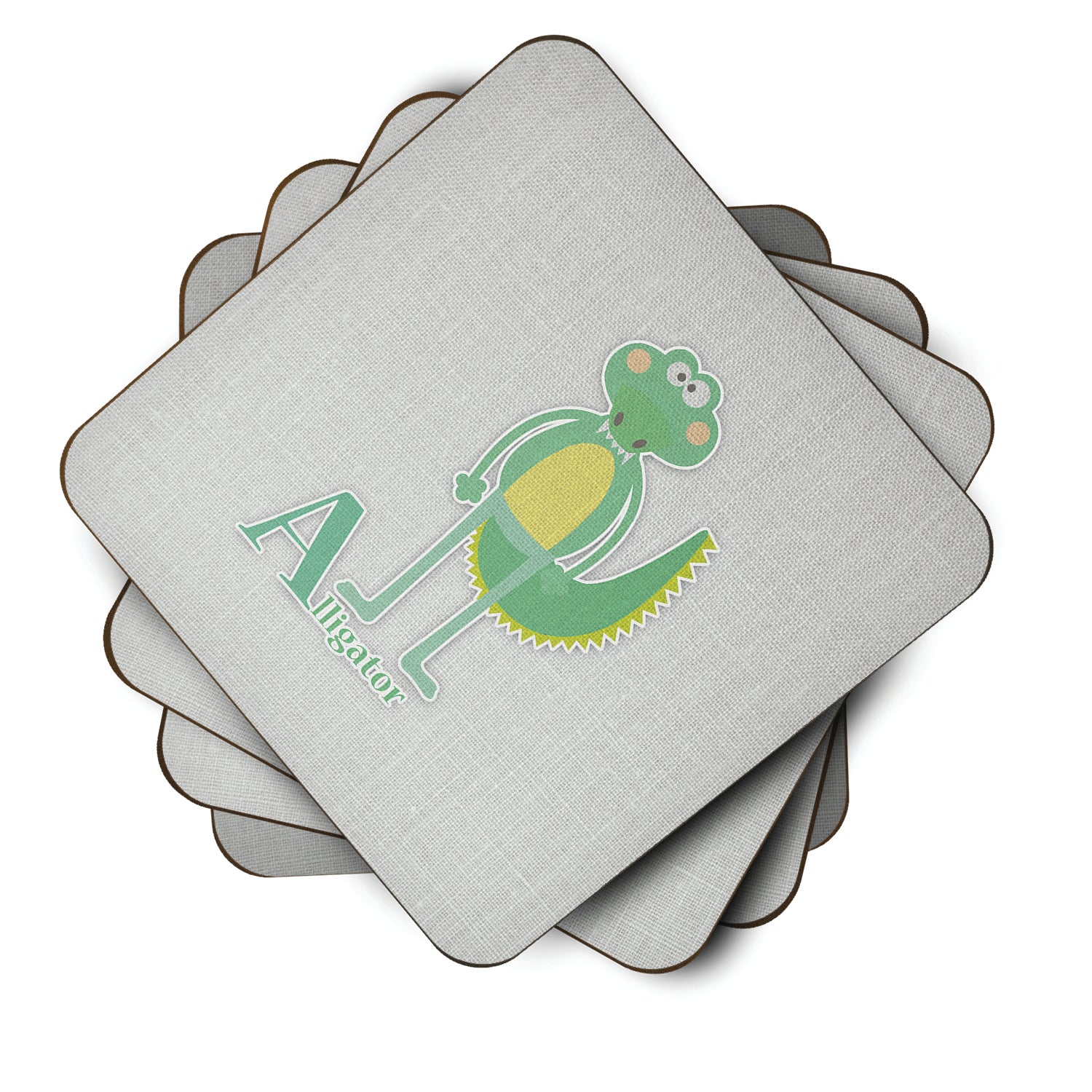 Alphabet A for Alligator Foam Coaster Set of 4 BB5726FC - the-store.com