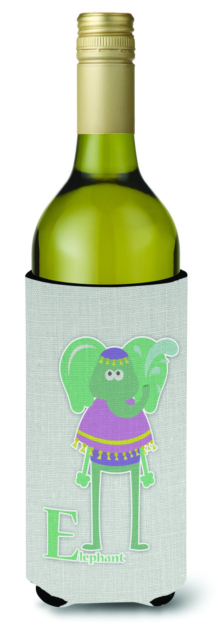 Alphabet E for Elephant Wine Bottle Beverge Insulator Hugger BB5730LITERK by Caroline&#39;s Treasures