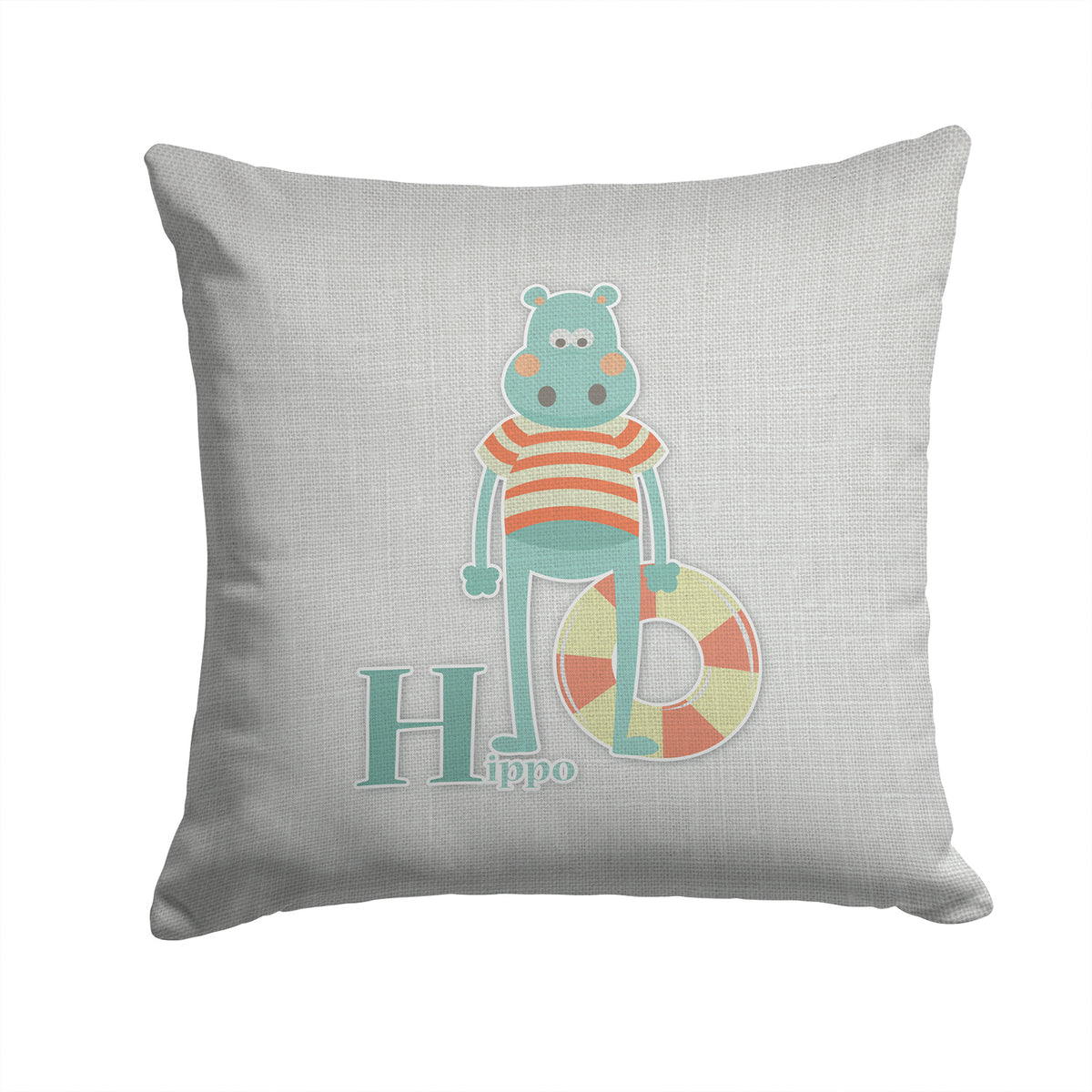 Alphabet H for Hippopotamus Fabric Decorative Pillow BB5733PW1414 - the-store.com